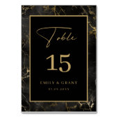 Black Agate Stone Gold Border Tischnummer (Rückseite)