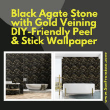 Black Agate Stone mit Goldschalen und Stick