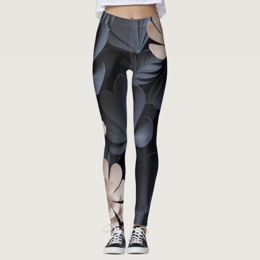 Black Ai Floral Leggings | Elegant Stilvoll Yoga (Vorderseite)