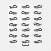 Black Airplane Travel Baby First Birthday, Aviatio Fleecedecke (Vorderseite)