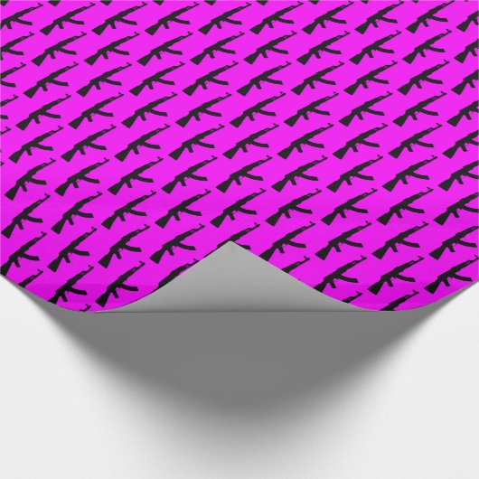 Black AK-47 Waffen, Sturmgewehr, rosa Geschenkpapier (Ecke)