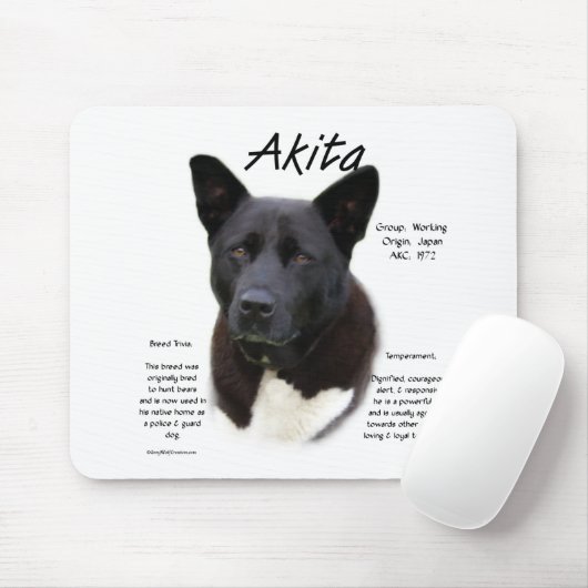 Black Akita History Design Mousepad (Mit Mouse)