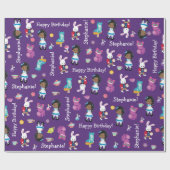 Black Alice Wunderland Personalisiert Wrapping Pap Geschenkpapier (Flach)