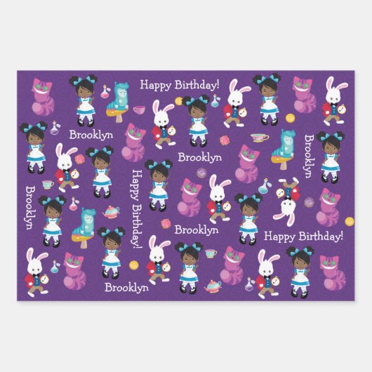 Black Alice's Adventures in Wonderland Wrapping Pa Geschenkpapier Set (Vorderseite 3)