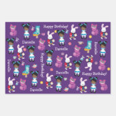 Black Alice's Adventures in Wonderland Wrapping Pa Geschenkpapier Set (Vorderseite 2)