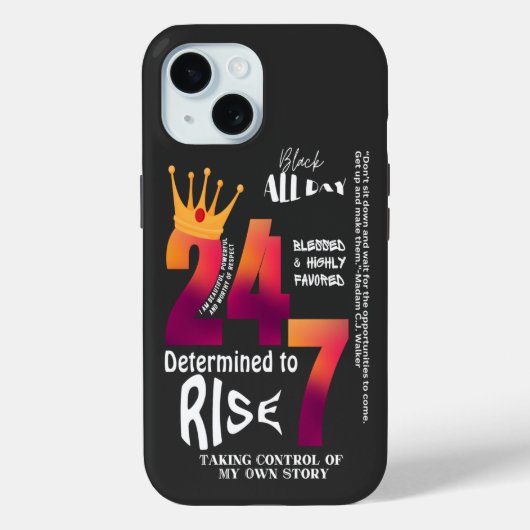 Black All Day 24/7 Slogan Graphic Case-Mate iPhone Hülle (Rückseite)