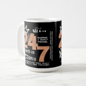 Black All Day 24/7 Slogan Graphic Kaffeetasse (Vorderseite Links)