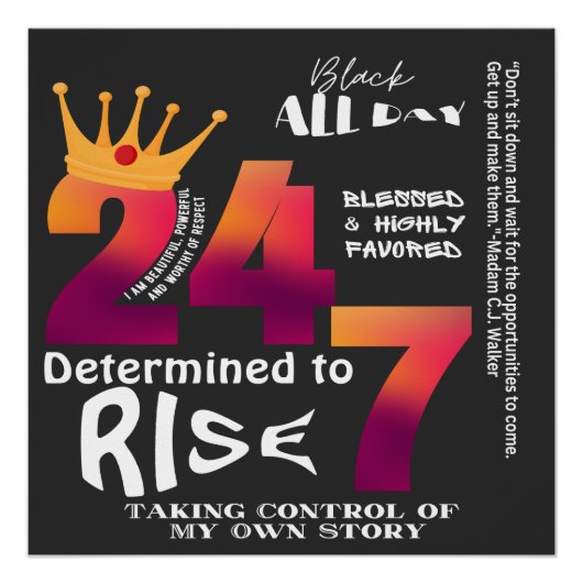 Black All Day 24/7 Slogan Graphic Poster (Vorderseite)