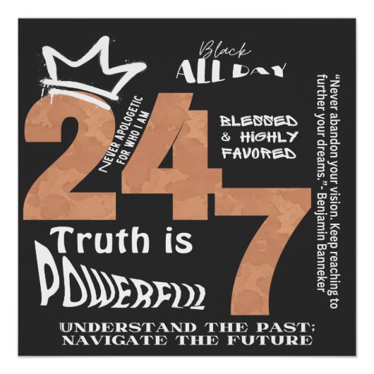 Black All Day 24/7 Slogan Graphic Poster (Vorderseite)