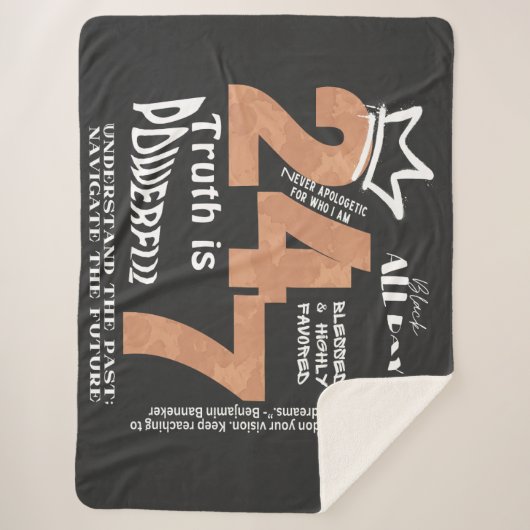 Black All Day 24/7 Slogan Graphic Sherpadecke (Vorderseite)