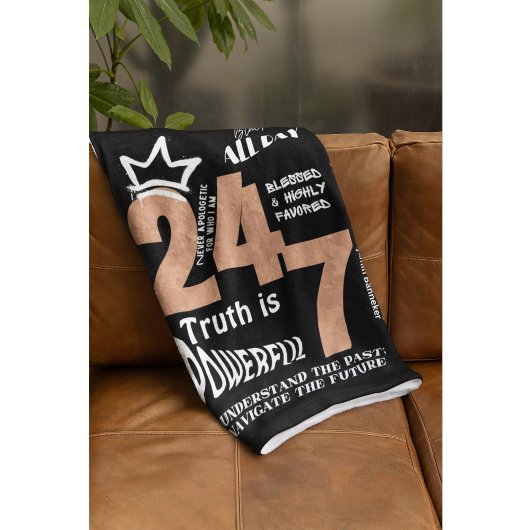 Black All Day 24/7 Slogan Graphic Sherpadecke