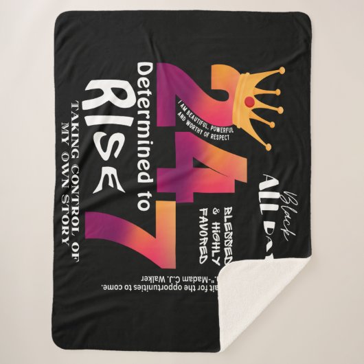 Black All Day 24/7 Slogan Graphic Sherpadecke (Vorderseite)