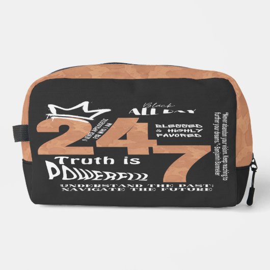 Black All Day 24/7 Slogan Graphic Waschbeutel (Vorderseite)