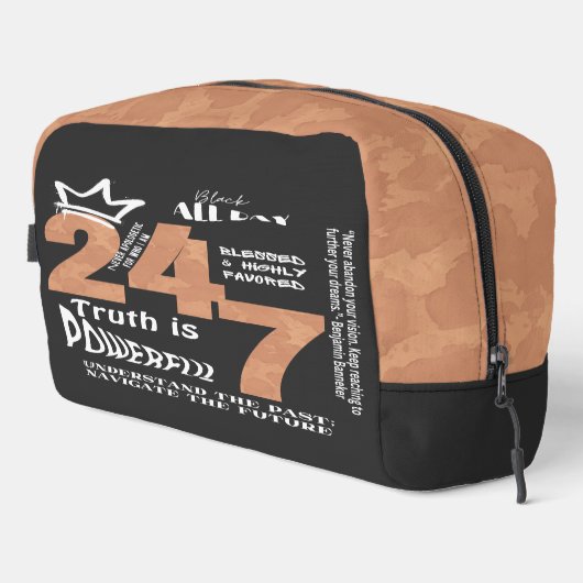 Black All Day 24/7 Slogan Graphic Waschbeutel (Rechte Ecke)