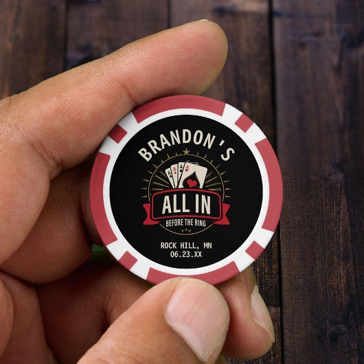 Black "All In Before the Ring" Bachelor Party Pokerchips