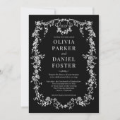 Black All in One Viktorianisch Wedding Monogram Einladung (Vorderseite)