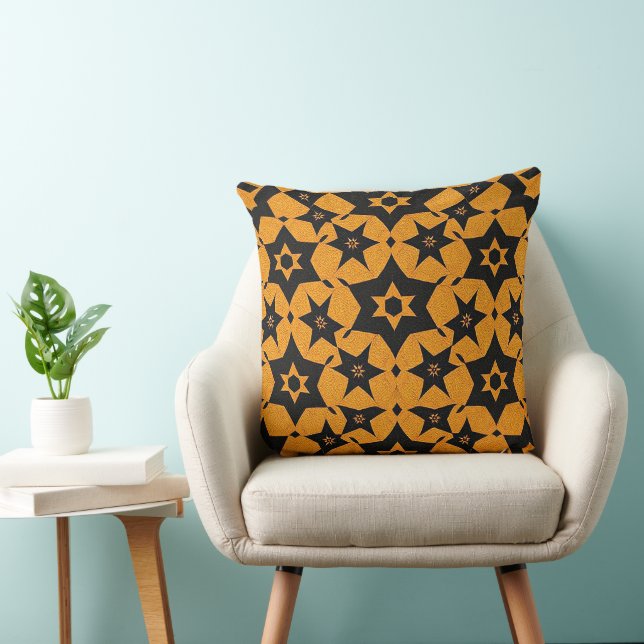 Black & amber abstract geometric pattern 1287 kissen (Stuhl )