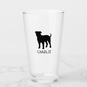 Black American Bulldog Silhouette Personalisiert Glas