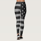Black American Flag Modern Edgy Monochrome Leggings (Rückseite)