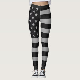Black American Flag Modern Edgy Monochrome  Leggings