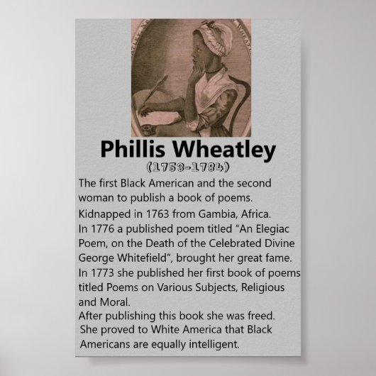 Black American History Poster - Phillis Wheatley (Vorne)