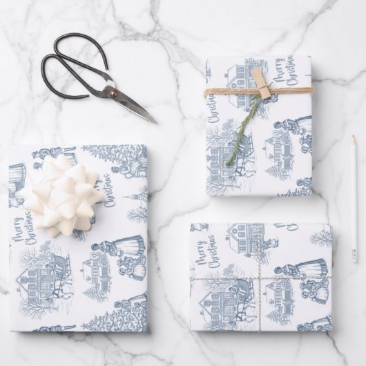 Black American Toile De Jouy - afrozentrische Kuns Geschenkpapier Set (Vorderseite)