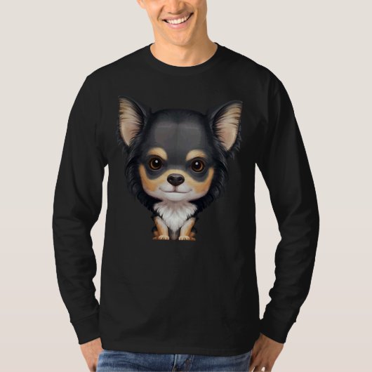 Black & Tan Long Haired Chihuahua T-Shirt (Vorderseite)