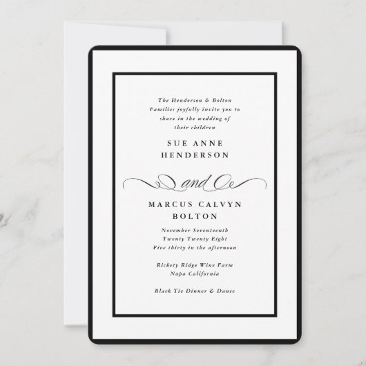 Black Ampersand alles in einem UAWG DETAILS Hochze Einladung (Vorderseite)