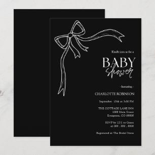 Black an White Bow Baby Dusche Einladung