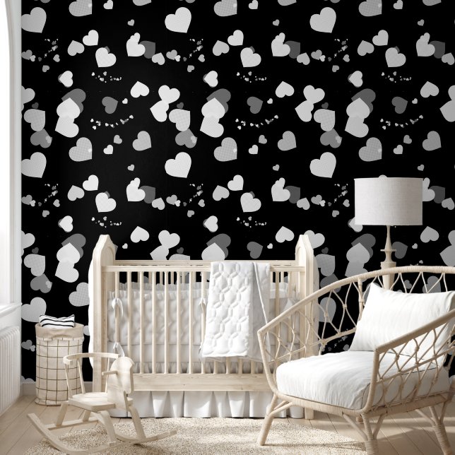 Black an white love hearts wallpaper tapete (Kinder)