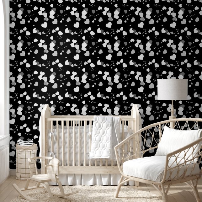 Black an white love hearts wallpaper tapete (Kinder)