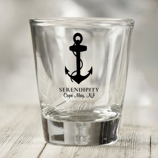 Black Anchor Monogram Nautic Schnapsglas