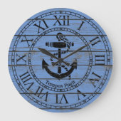 Black Anchor Personalize Große Wanduhr (Vorderseite)