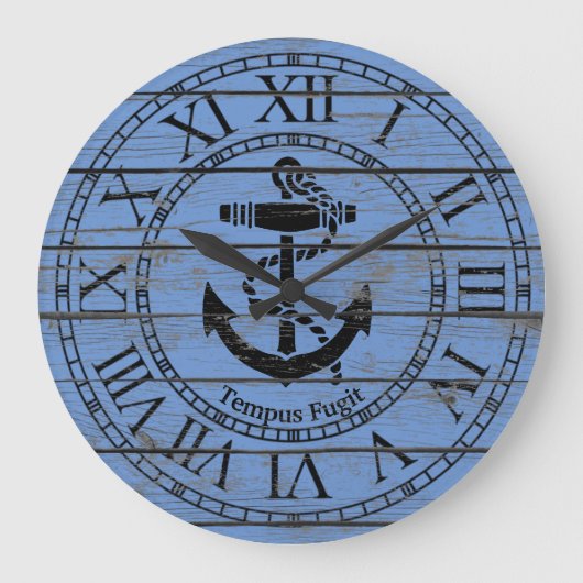 Black Anchor Personalize Große Wanduhr (Vorderseite)