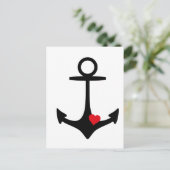 Black Anchor with heart Postkarte (Stehend Vorderseite)
