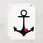 Black Anchor with heart Postkarte (Vorne/Hinten)