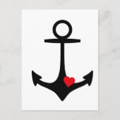 Black Anchor with heart Postkarte (Vorderseite)