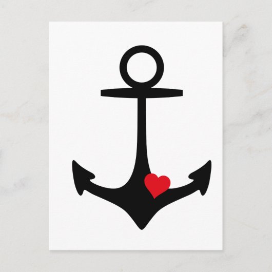 Black Anchor with heart Postkarte (Vorderseite)
