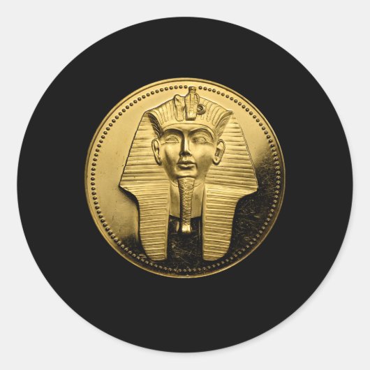 Black Ancient Ägypten Golden Pharoah Coin King Tu Runder Aufkleber (Vorderseite)