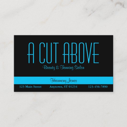 Black and Aqua Blue Business Card Visitenkarte (Vorderseite)