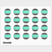 Black and Aqua Polka Dot-Geschenksticker Runder Aufkleber (Blatt)