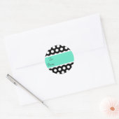 Black and Aqua Polka Dot-Geschenksticker Runder Aufkleber (Umschlag)