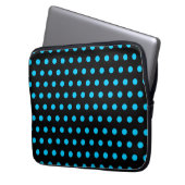 Black and Aqua Polka Dots Laptopschutzhülle (Vorderseite Links)