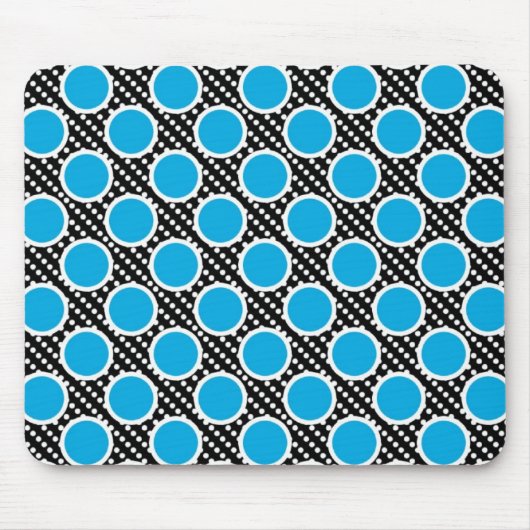 Black and Aqua Polka Dots Mousepad (Vorne)