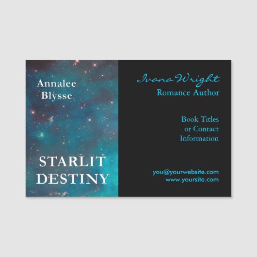 Black and Aqua Sample Book Cover Author Namensschild (Vorderseite)