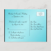 Black and Aqua Stripe R.S.V.P Postkarte (Rückseite)