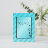 Black and Aqua Stripe R.S.V.P Postkarte (Stehend Vorderseite)
