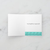 Black and Aqua Swirl Danke Karte (Innenseite)