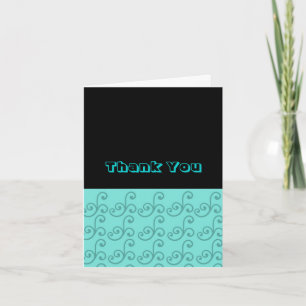 Black and Aqua Swirl Danke Karte