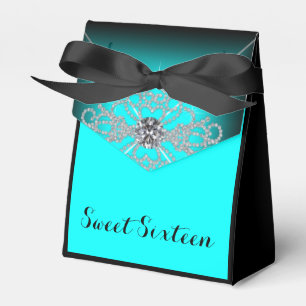 Black and Aquamarin Blue Sweet 16 Geburtstagsparty Geschenkschachtel